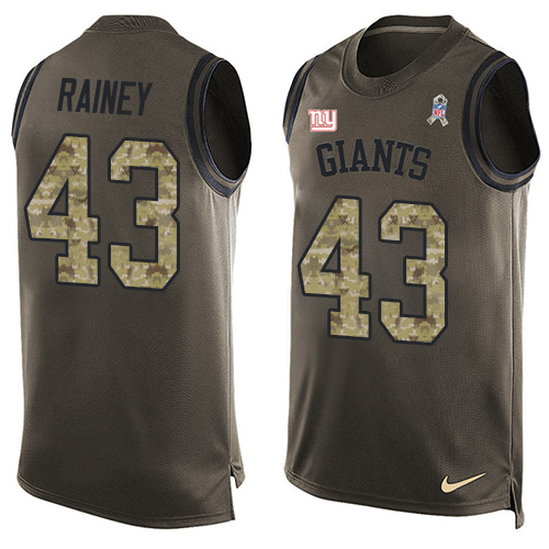 Men's Limited Bobby Rainey Nike Jersey Green - #43 Salute to Service Tank Top NFL New York Giants